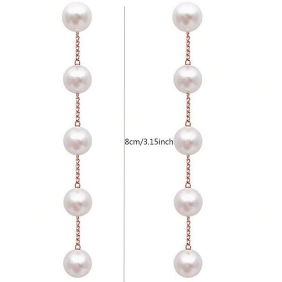 Faux pearl dangle earrings delicate - Picture 2 of 3